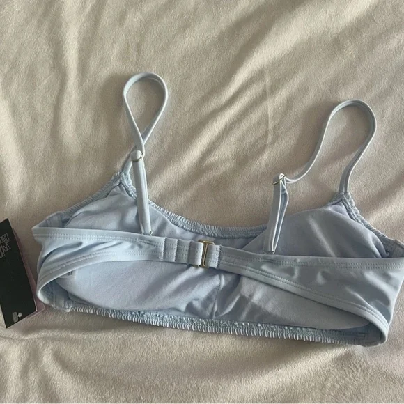 Wild Fable Smocked Bikini Top Light Blue Size Small 4-6 Adjustable NWT $18 - Picture 5 of 13